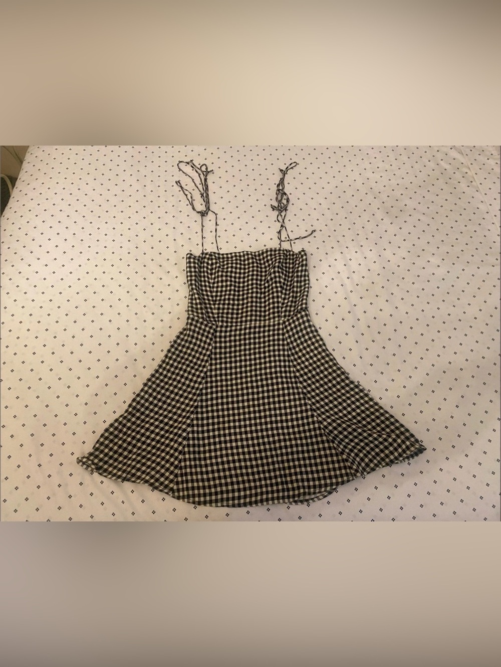 Reformation Tai Dress Gingham Mini Dress in Black & White